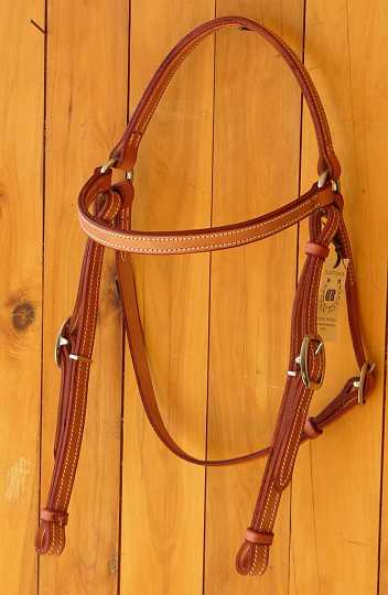 Picture 148.JPG - Aussie stock bridle natural leather with brown edges